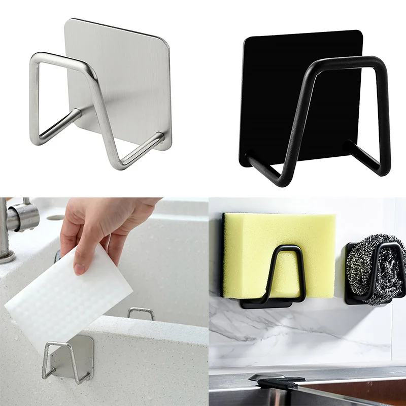 Sponges-Holder Sink Organizers Drying-Rack Drain Kitchen-Sink-Storage Self-Adhesive Stainless-Steel