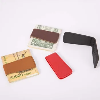 

Retro New Cow Leather Unisex Solid Magnet Wallet Money Clip Bags Mini Thin Small Check Cash Pocket Card Srorage Women Men Gifts