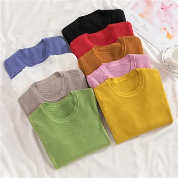

Fashion New Slim Solid Basic Round Neck Autumn Winter Knit Pullover Sweater Casual Top Thin Women Warm Long Sleeve Soft Jumper