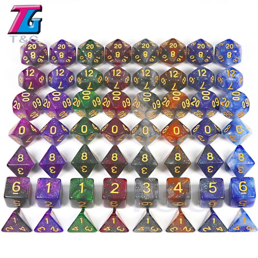 New Game Accessories Galaxy Green Black Glitter Dice Set Role Playing Games DnD RPG Party|Кубики| |