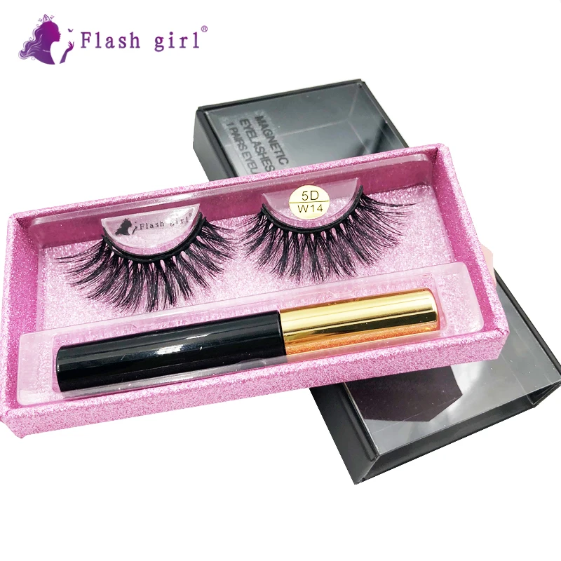 

Flash Girl 5D-W series W14 mink magnetic eyelashes and eyeliner suit beautiful and long eyelashes