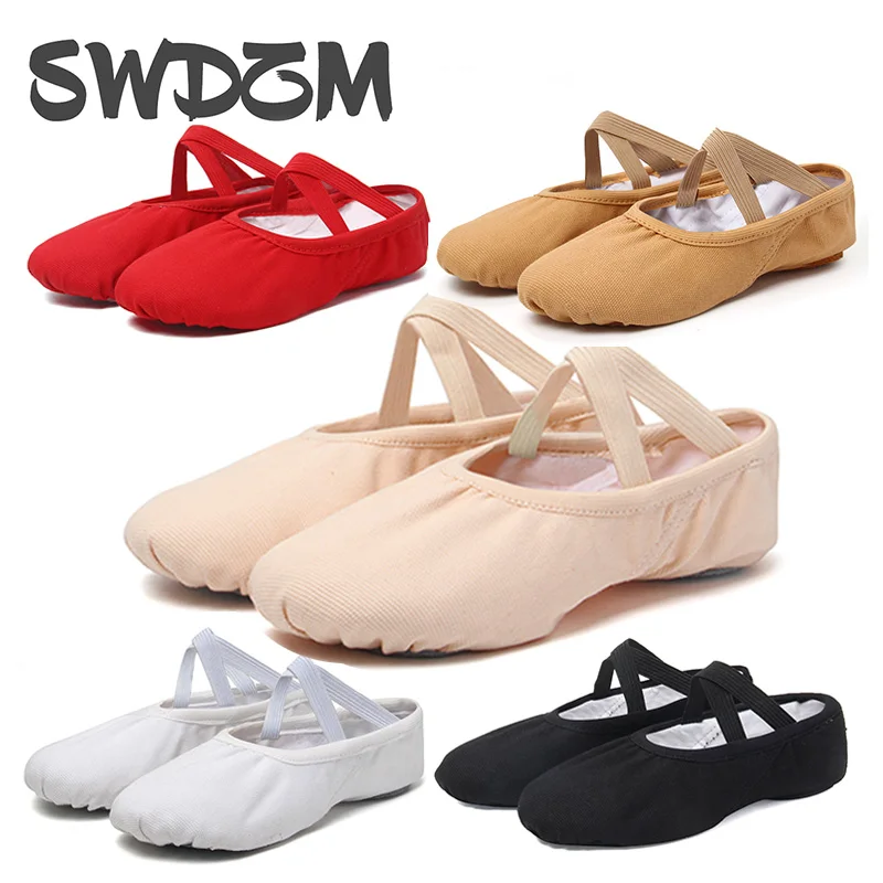 Балетные туфли для девочек парусиновые танцевальные Тапочки классические с