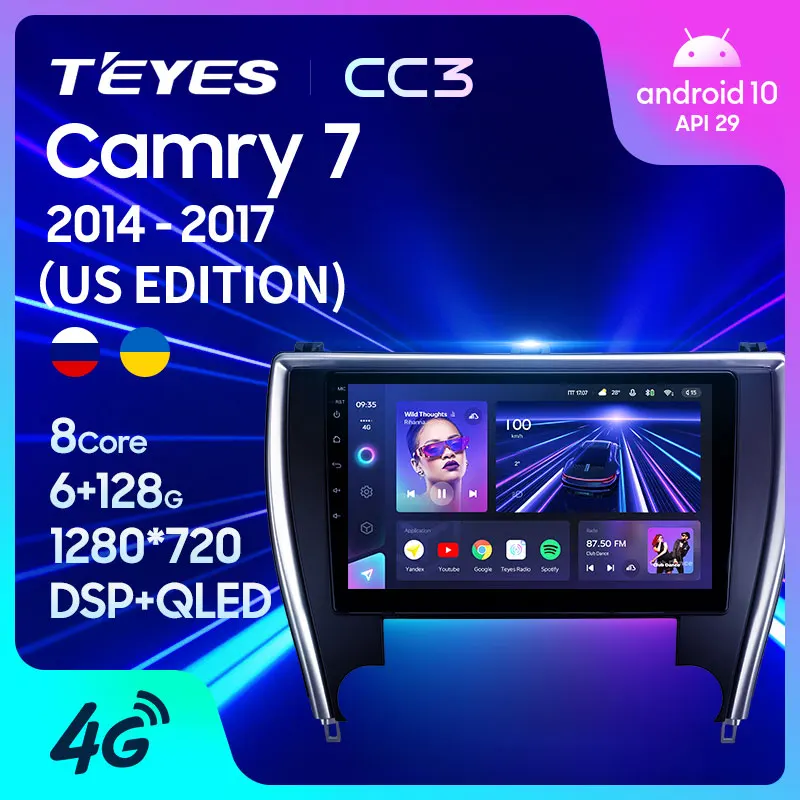 TEYES CC3 Штатная магнитола For Тойота Камри 55 50 рестайлинг Toyota Camry 7 XV 2014 - 2017 US EDITION до