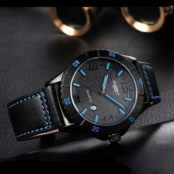 

NO.2 Brand Men's Sport Watches Japanese Movement Waterproof Leather Strap Quartz Watch Hour Date Calendar Watch Relojes Hombre