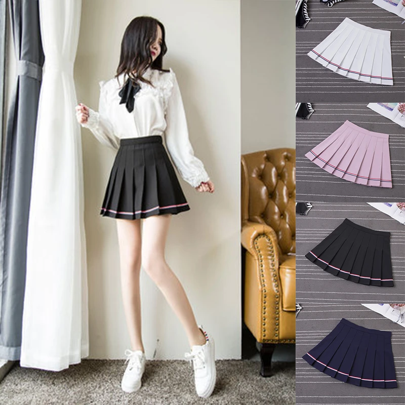 大学プリーツスカート原宿プレッピースタイルのチェック柄スカートミニかわいい日本の学校の制服女性ペチコートかわいいスカートサイア段 Faldas Skirts Aliexpress