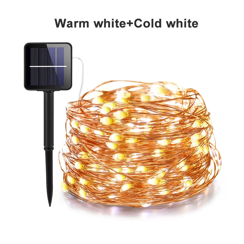 warmwhite with white 21 м/31 м/41 м/51 м светодиодный уличный солнечный светильник светодиодный s струнные огни сказочная Праздничная Рождественская вечеринка гирлянда Солнечный сад водонепроницаемый свет - Испускаемый цвет: warmwhite with white