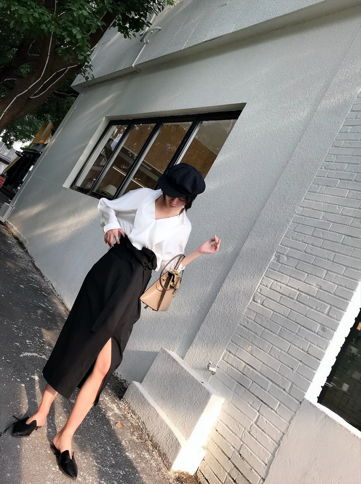 SHENGPALAE Faldas Mujer Moda, новинка, модная Осенняя юбка, женская Свободная Повседневная однотонная уличная юбка с пуговицами и шнуровкой, A286