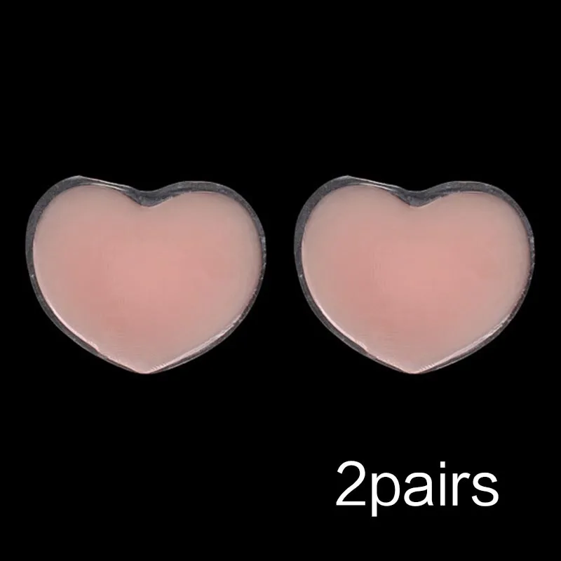 2 pairs heart Самоклеющийся силикон лепестки многоразовые цветок сердце круг невидимая грудь белье бра для скрытия сосков колодки пасти 2 пары - Цвет: 2 pairs heart