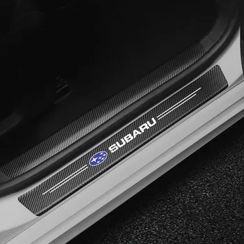 

4pcs Auto Outer Door Sill Protector Pedal Scuff Plate Carbon fiber stickers for Subaru Impreza Forester Tribeca XV Accessories