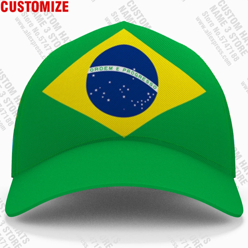 H3d7084e7ee0041be987e3e0820f18b09V Boné Beisebol Brasil Personalizado 3D | Nome, Número, Logotipo, Bandeira