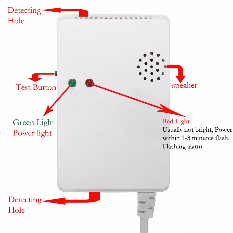 Detector de Vazamento de Gás Combustível Sensibilidade Carvão Natural Alarme Portátil Aviso Plug ue 85db 3 Cheap Sensor e detector