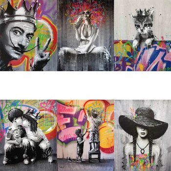 

AMTMBS Oil Picture By Numbers Girl Portrait DIY Drawing Canvas Graffiti Woman Hand Painted Wall Art Home Decoration