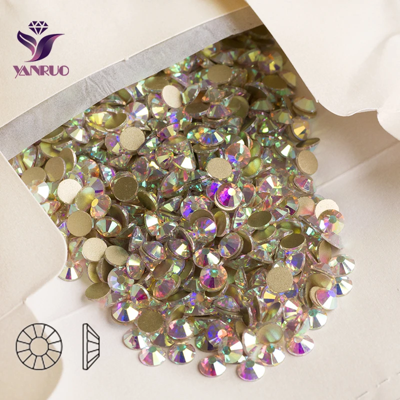 YANRUO 2058NoHF SS20 AB Кристалл Стразы Nail Art Декорация Номера Исправлениях Flatback Стразы Для Платья - Цвет: 2058