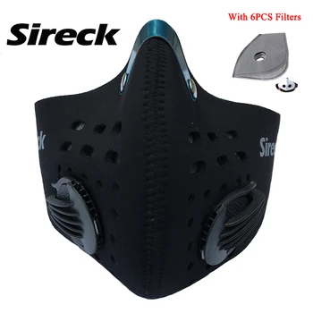

Sireck Cycling Face Mask With 6 PCS Filters Protection Anti-fog Mask Bicycle Bike Dustproof PM2.5 Activated Carbon Filter Mask