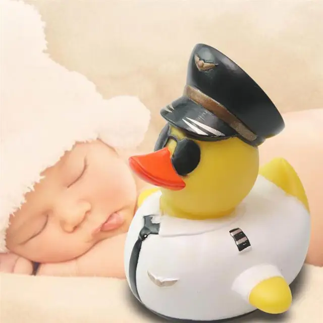 1Pc Baby Shower Rubber Duck Cute Pilot Duck Water Toy Creative Cartoon Shower Floating Toy Baby Swimming Bath Toy 1