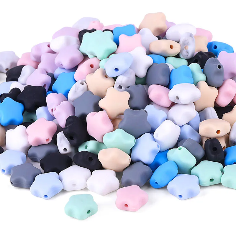 

Keep&grow Stars Silicone Beads 10Colors Baby Teethers Food Grade Baby Teething Toys For Pacifier Chain Necklace DIY Accessories