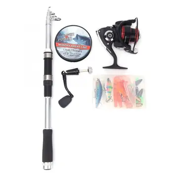 

Fishing Pole Set Retractable Fishing Rod 135m Line Artificial Lure Jig Head Hook Swivel Fish Wheel Reel Kit Angling Accessories