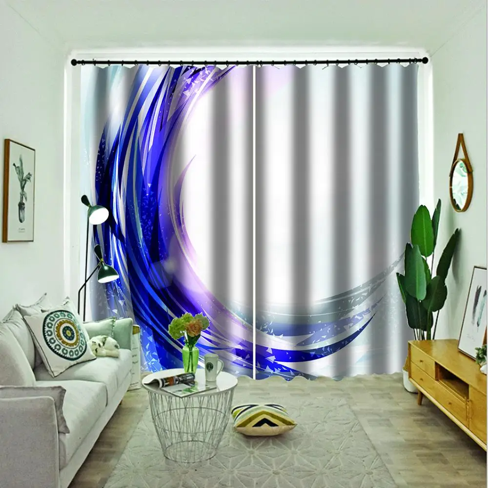 Custom any size Blue art curtains 3d new bay window balcony thickened windshield blackout | Дом и сад