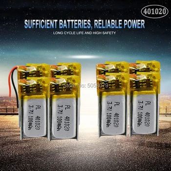 

10pcs 3.7v 50mah 401020 Lithium polymer Rechargeable Battery For Toys Cars Bluetooth speaker Bluetooth headset