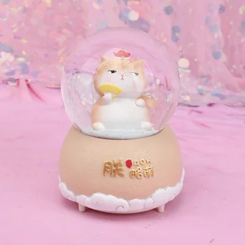 

Creative Court Cat Character For Home Decoration Ornaments Cute Figurines Music Box Role Play Crystal Ball Background Props
