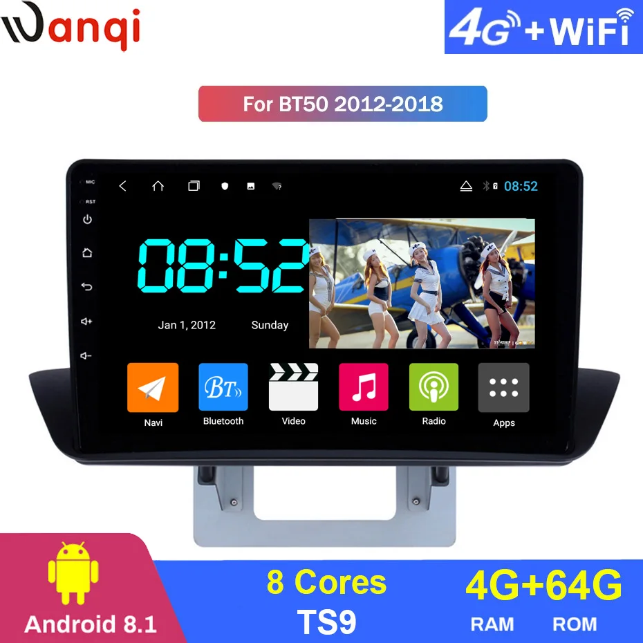 Sale Android 8.1 CAR DVD 1din multimedia Navi system for Mazda BT50  2012-2018 car gps navigation stereo head unit BT SWC WIFI 0