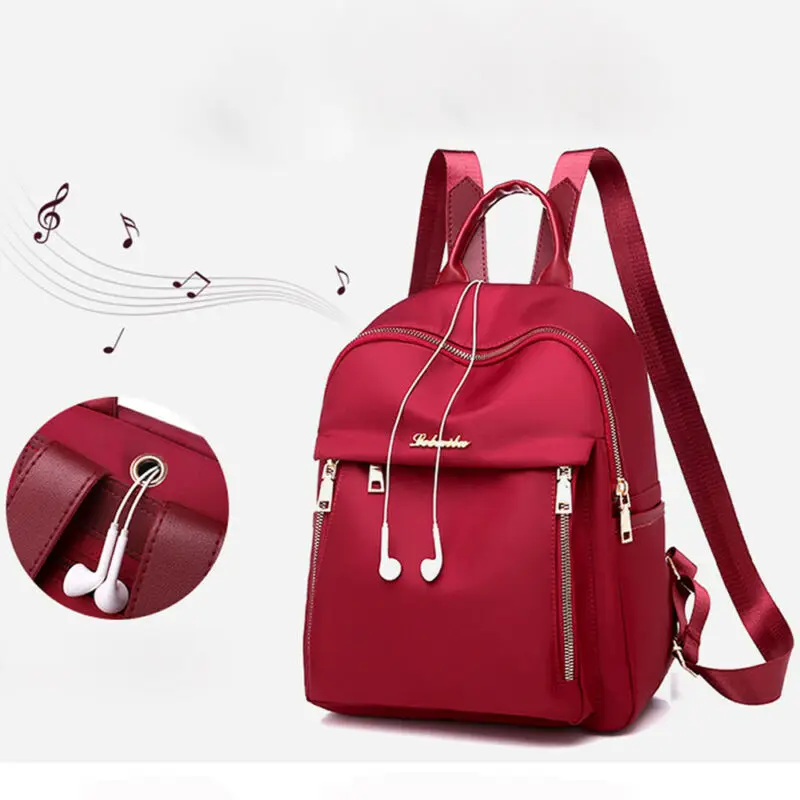 Women’s Leather Backpack Anti-Theft Rucksack School Shoulder Bag Black/Red Oxford Cloth Fashion double shoulder bag