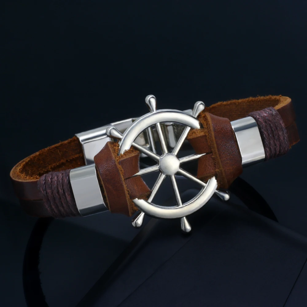 Vintage Brown Leather Bracelets for Men Women