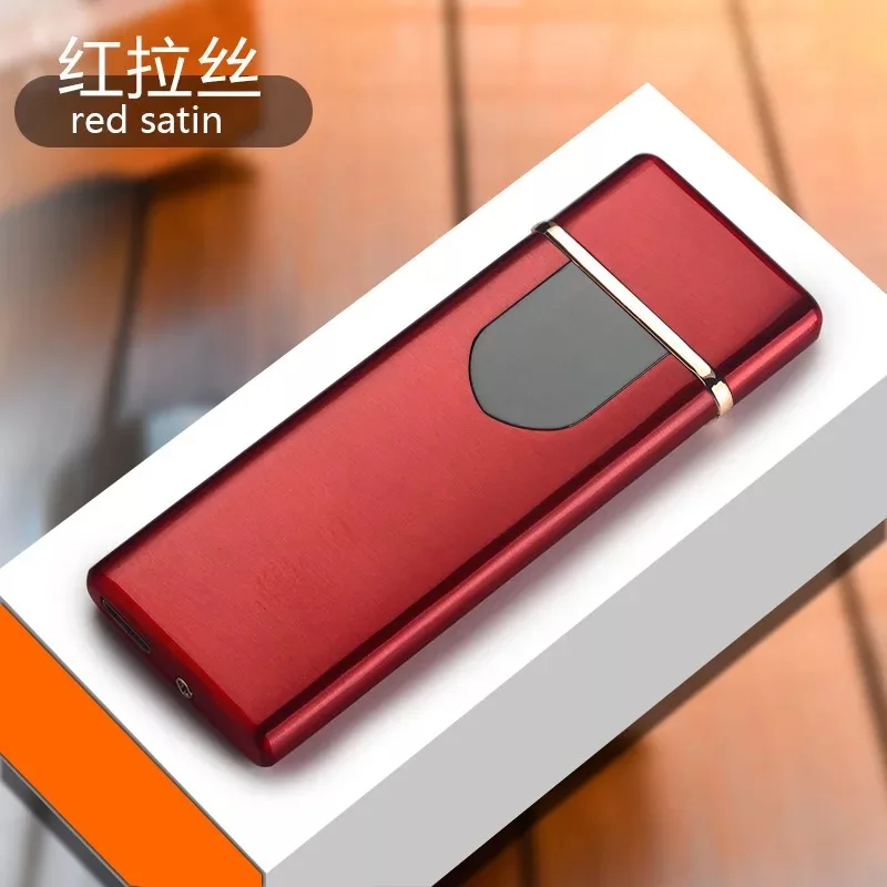 Tide Мужская зажигалка с сенсорным экраном электрическая зажигалка с подключением к USB плазменная Зажигалка для сигарет электронная зажигалка креативный подарок - Цвет: Red