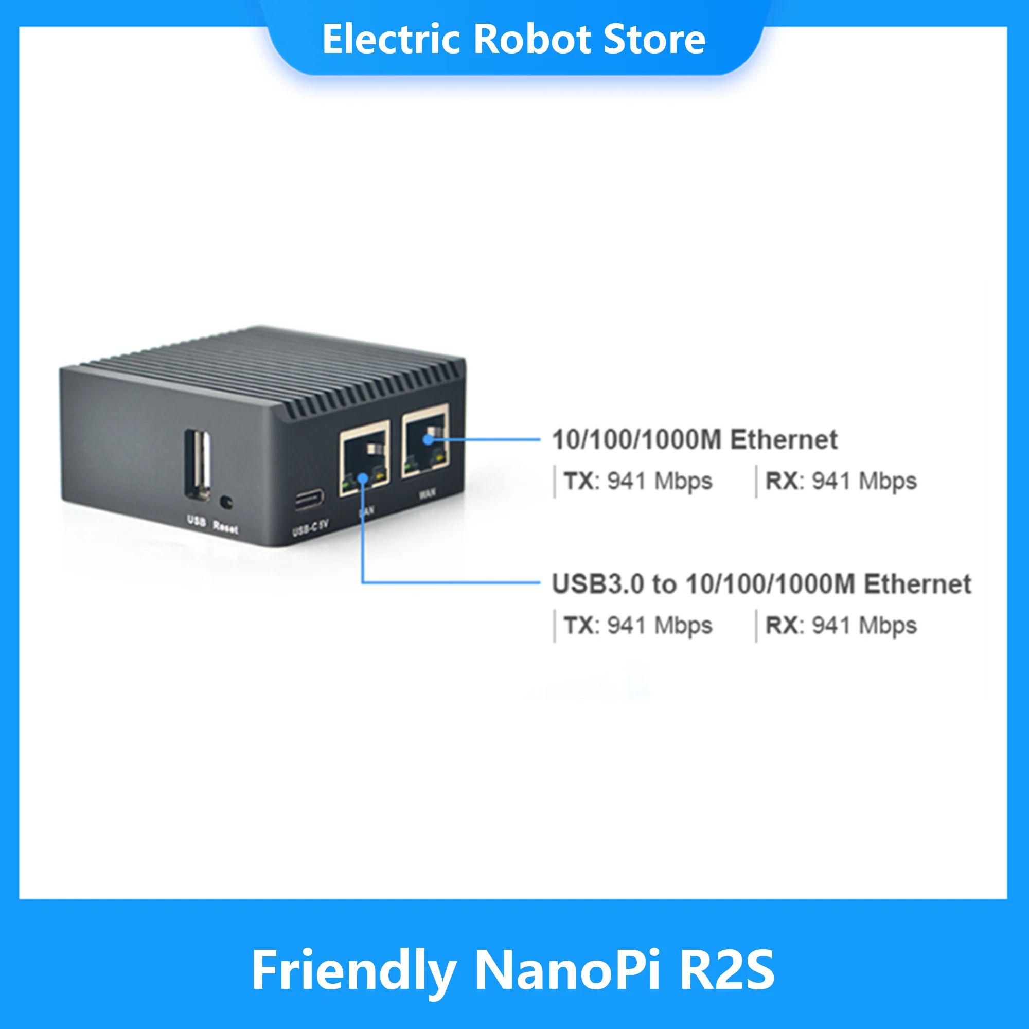 ģȭ  NanoPi R2S Oficial ݼ  OpenWrt ý RK3328 ̴   ⰡƮ Ʈ 1GB  ޸