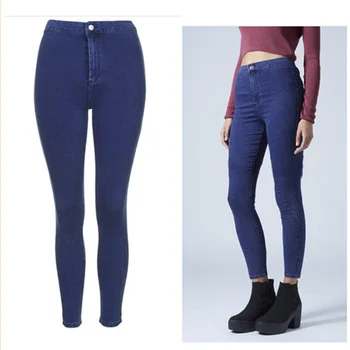 

2019 Women Autumn High Waist Skinny Jeans Blue Ankle Length Mom Denim Pencil Pants Fashion Black Stretch Push Up Capris Jeans