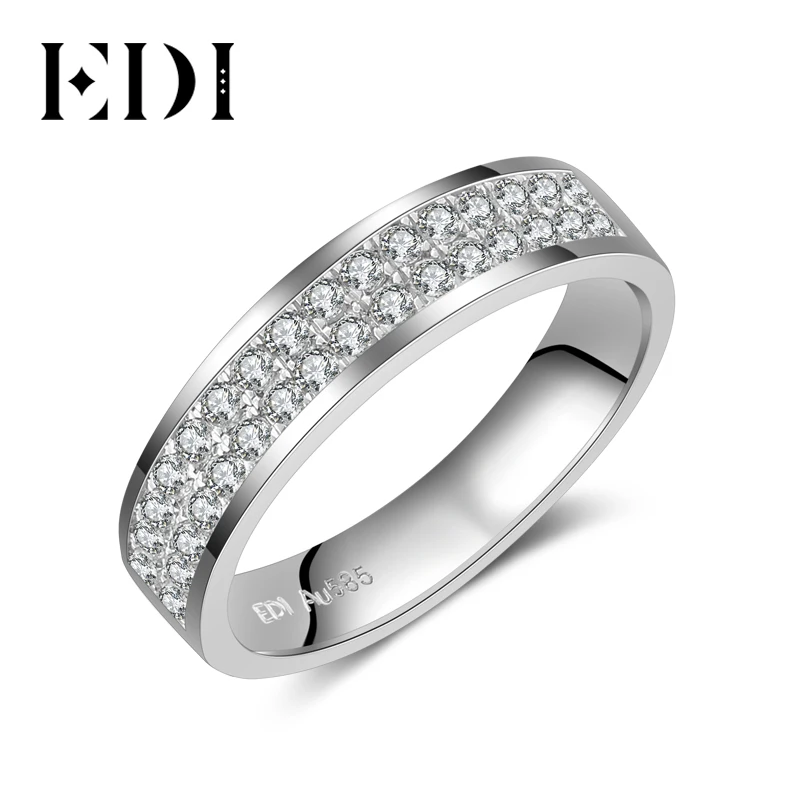 Женское и мужское бриллиантовое обручальное кольцо из белого золота 14 к с