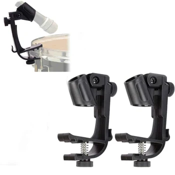 

1 Pair Mic Holder Clip Adjustable Shockproof Drum Clip Mic Rim Snare Mount Clamp Holder Grooves Gear Studio Stand