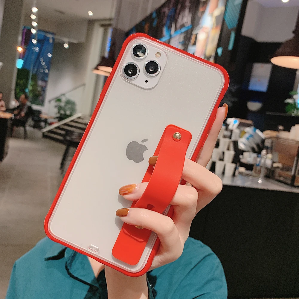 Мягкий силиконовый бампер матовый чехол с кольцом на палец для iPhone X XR XS 11 Pro Max 6 6s 7 8 Plus прозрачный держатель подставка чехол для телефона - Цвет: Красный