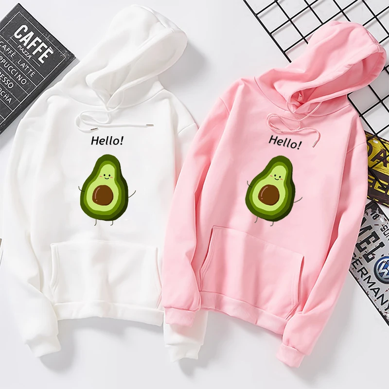

Autumn Korean Fashion Avocado Letter Printing Long Sleeve Hoodies Harajuku Kawaii Oversized Streetwear Sweatshirt Moletom Mujer