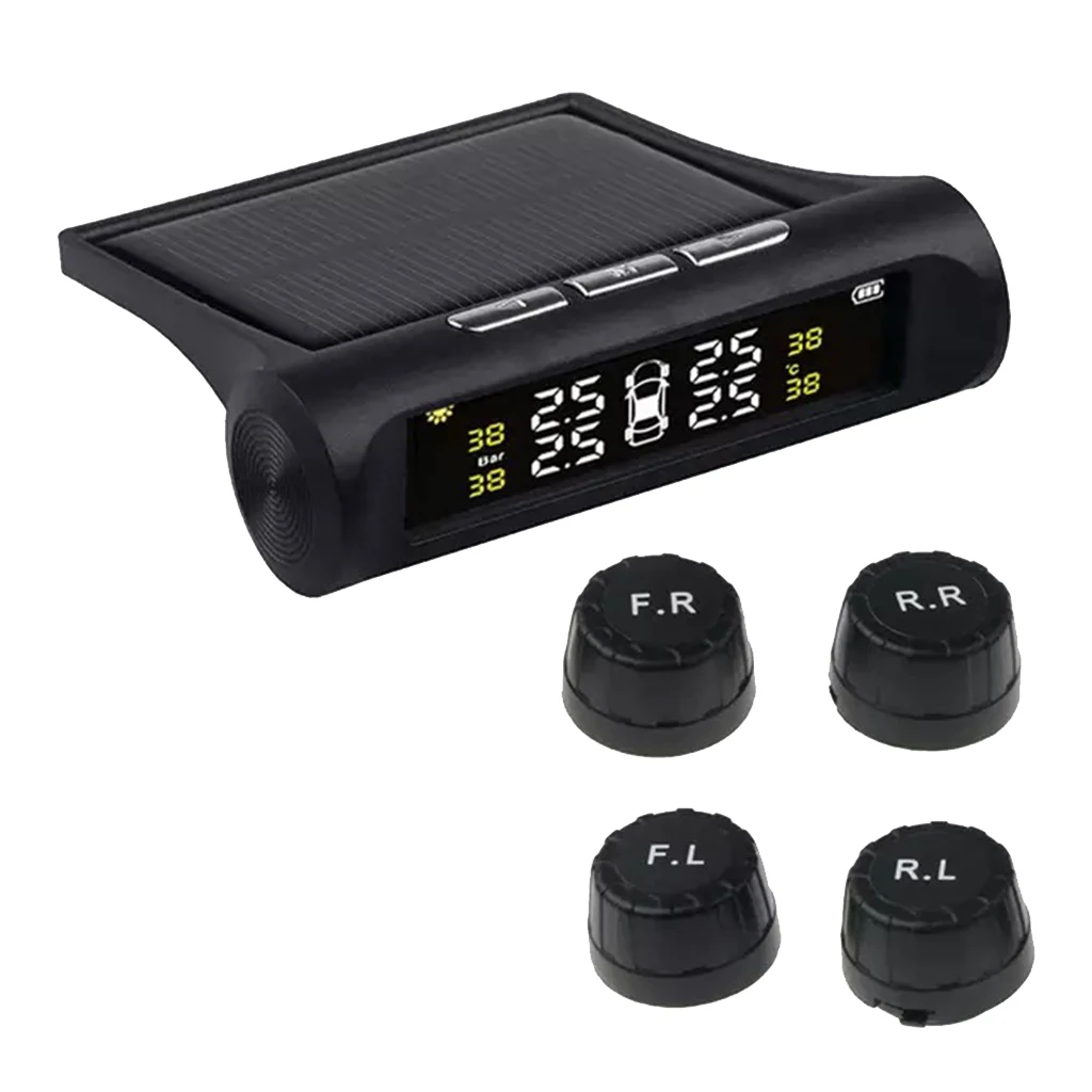 RV Car TPMS Tire Pressure Alarm Monitor System Solar Powered External Sensor