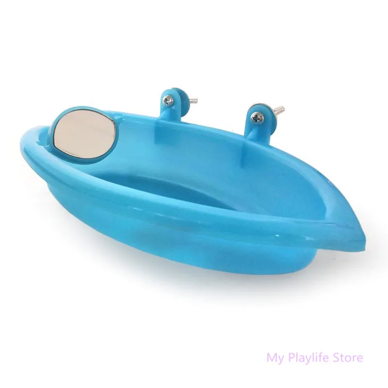 

Small Parrot Bird Bathtub Tub Toy Double-sided Mirror for Bird Bathing Can Fixed Shower Box Pet Bird Cage Decor Accessories C42