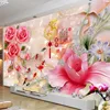 Papel tapiz de Mural personalizado, pintura al óleo de Magnolia, rosa, estéreo 3D, para sala de estar, dormitorio, estudio, decoración del hogar, papeles de pared clásicos, 3 D ► Foto 1/6