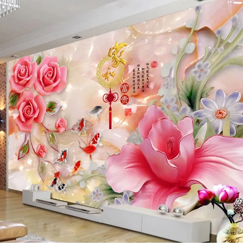 Stereo Magnolia Rose Flowers Wallpaper Mural Personalizado Pintura a Óleo Sala de Estar Quarto Estudo Home Decor Papéis de Parede Clássicos d 3d