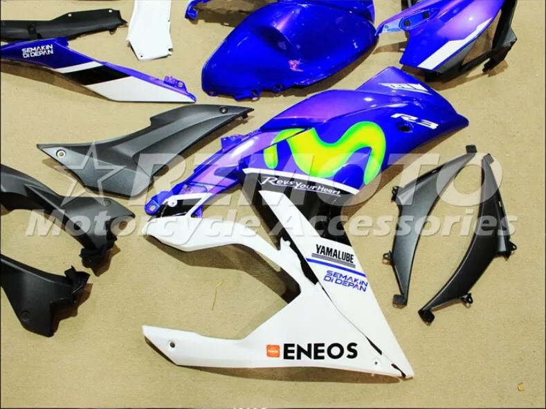 4 подарки ABS литьевая форма мотоцикл Обтекатели подходит для YAMAHA R3 R25- 15-19 Кузов Набор на заказ синий белый