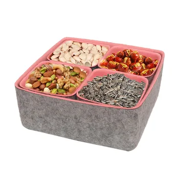

5pcs Felt Snacks Candy Nut Box Desktop Small Key Storage Basket Folding Office Desk Home Drawer Organizers Felt Storage Box