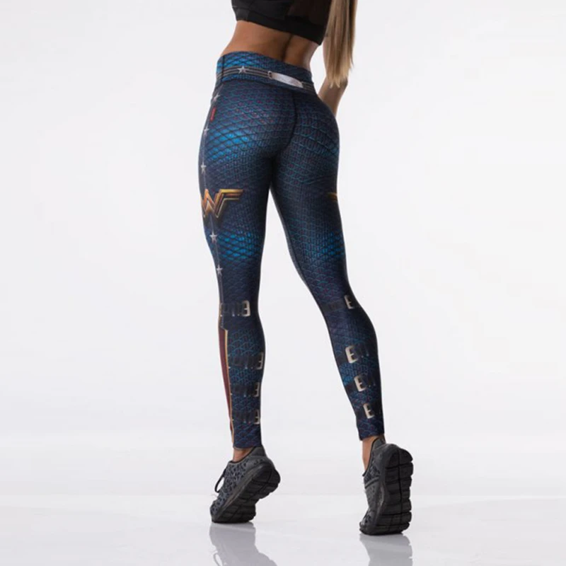 Leggings sportivi da donna Stampa 3D Pantaloni da yoga elastici a vita alta Leggins da supereroe Palestra Fitness Collant da corsa Pantaloni Abbigliamento sportivo Donna - Image 3