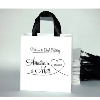 

Personalized 35 Welcome to Our Wedding Bags with satin ribbon and custom names, bags for hotel guests, Weddings Gifts gift bag