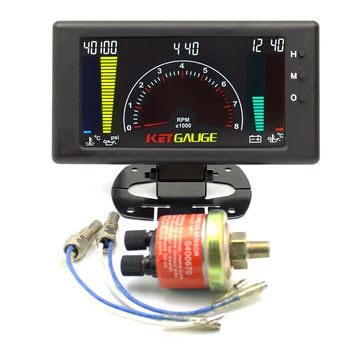 

6 In 1 Universal Fit Auto Digital Water Temperature Temp Vehicles Voltage Meter LCD Screen Oil Pressure Gauge For 12V Car