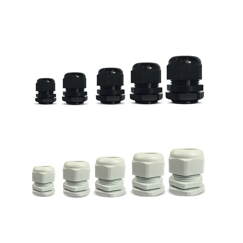Waterproof Cable Gland Cable Entry IP68 PG7 For 3-6.5mm PG11 PG25 PG36PGWhite Black Nylon Plastic Connector 10 pcs electrical connector cable gland