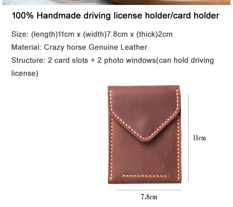 Wallet Card Holder Leather Wallet Vintag Handmade Crazy horse Genuine Leather Card Holder Men