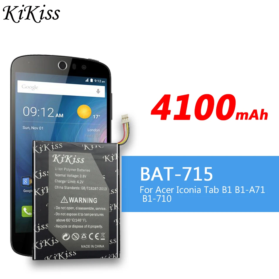 Аккумулятор большой мощности 4100 мА · ч для Acer Icona Tab B1 аккумулятор Iconia 4 версии