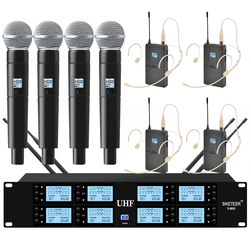 microphone for computer Professional UHF wireless microphone 8 channel handheld microphone lavalier microphone stage performance conference microphone gaming mic Microphones