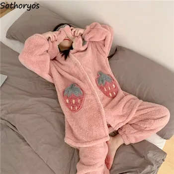 

Nightgowns Women Winter Coral Velvet Thick Warm Comfortable Womens Sleepshirt Homewear Hooded Kawaii Japanese Style Harajuku New