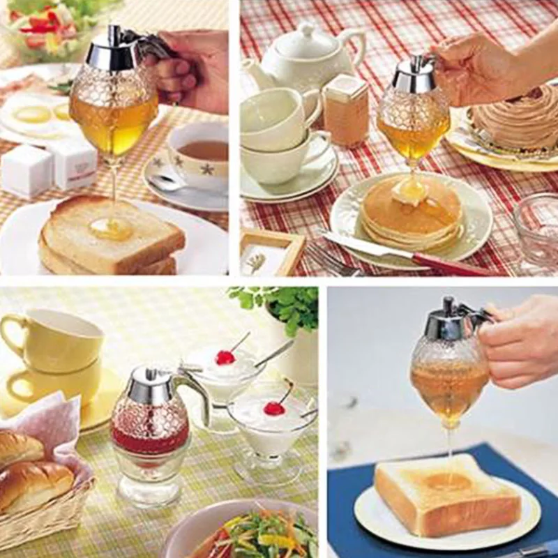 Chomile Glas Kristall Honig Spender Transparent Honig Vorratsbehälter Flasche
