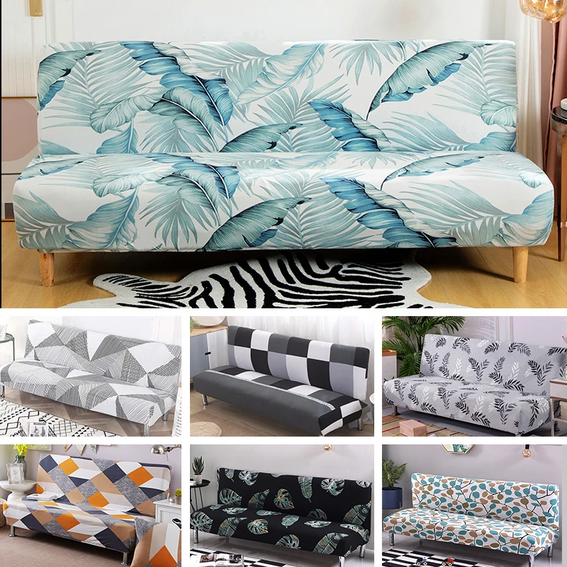 Modern Armless Sofa Bed Cover Folding Bed Seat Covers Stretch Covers